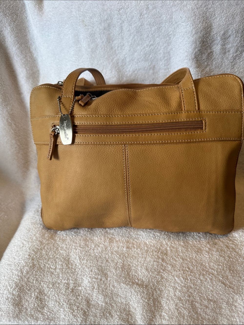 Tignanello light Tan/Brown Pebbled Leather Shoulder Bag